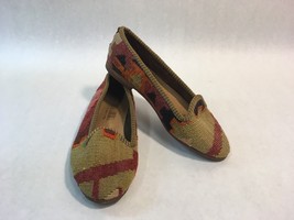 Zilim Art Woven Wool &amp; Leather Loafers Stripe Hand Made in Turkey Womens... - £25.21 GBP