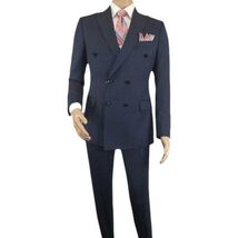 Men Suit BERLUSCONI Turkey 100% Italian Wool 180's Double Breasted #Ber32 Navy image 2