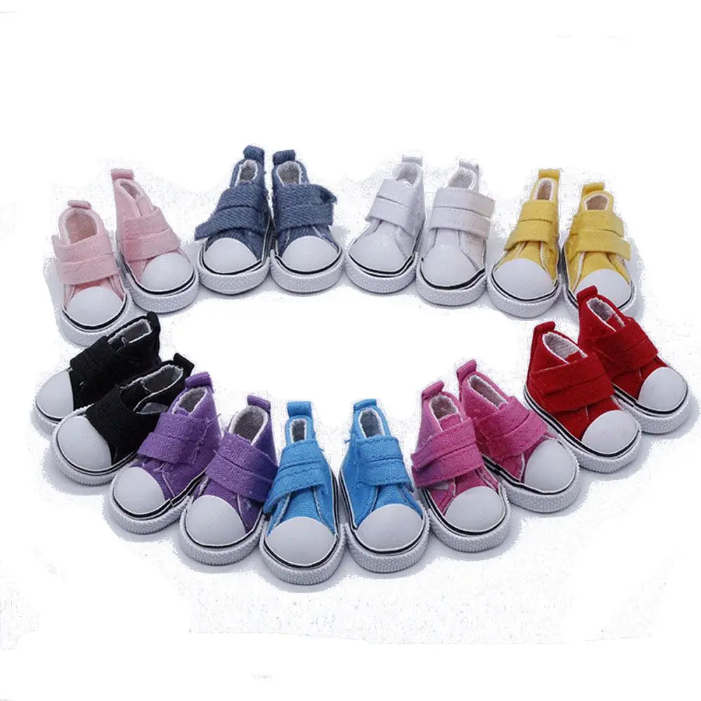1 Pair Fashion 5cm Length Doll Shoes 1/6 Scale Mini Sneakers Denim Canvas High - £6.44 GBP+