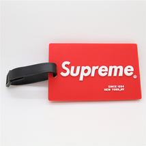 SUPREME Red School Luggage Travel Bag Silicone Tag ID Name Card Holder  - £15.17 GBP