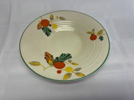 Morley Ware Stoneware Orphaned Saucer Green Orange floral Pattern 5.75&quot; ... - $8.08 CAD