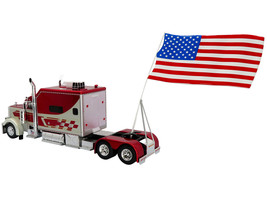 1997 Peterbilt 379 Tractor Truck White &amp; Red Metallic w American Flag Limited 50 - £70.12 GBP