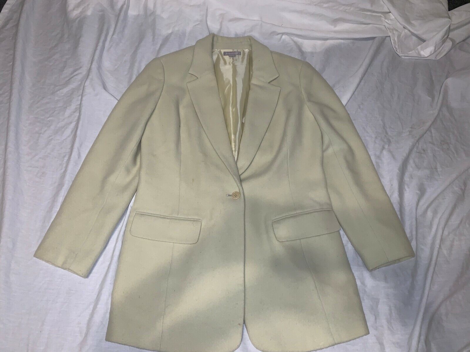 Primary image for Women 100% Wool Poly Lined Nordstrom Pale Yellow Single Button Blazer Jacket 6