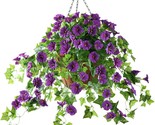 Inqcmy Artificial Hanging Flowers In Basket, Lvy Basket With Artificial ... - $47.92
