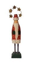 Vintage Handmade Painted Tall Skinny Folk Art Santa w/ Star Halo Figurine - £11.98 GBP