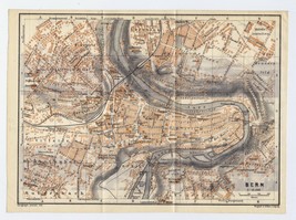 1922 Original Vintage City Map Of Bern / Switzerland - $25.01