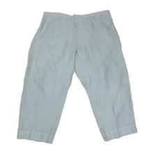 Bryn Walker Pants 2X Linen Ankle Length Aqua Pull On 27&quot; Inseam - $55.00