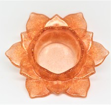 Copper open Lotus candle holder, Unique resin flower, tea light, rose gold - £7.13 GBP