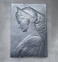 Saint St Cecilia Christian Religious sculpture plaque in Silver Finish - $22.76