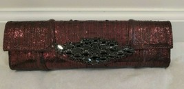 Carlos Falchi Burgundy Metallic Python Shoulder/Clutch w/Crystal Beads N... - $263.99