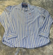 Size Large American Eagle Outfitters Blue White Striped Button Down L/S Shirt - £17.26 GBP