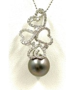 Pendant with Appraisal 10mm Tahitian Pearl with 0.50ctw diamonds and18K ... - £503.94 GBP