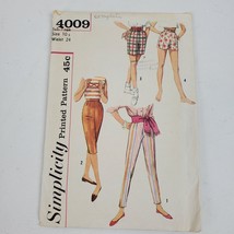 Vintage 1960s Simplicity 4009 Sewing Pattern Miss Pants Shorts Sub Teen 10/24 - £6.05 GBP