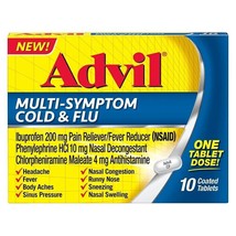 Advil Multi-Symptom Cold &amp; Flu 10 Coated Tablets Exp 01/25 ~ Free Shipping - $9.99