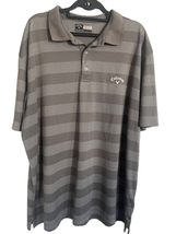 Callaway Opti-Dri Mens Gray White Stripe Golf Polo Shirt Size 2XL - $27.12