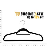 140 Pack Black Velvet Hangers 17.5&quot; Non-Slip Clothes Hangers /w Chrome Hook - £99.28 GBP