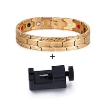 Vinterly Black Men Bracelet Hand Chain Health Energy Germanium Magnetic Bracelet - £19.98 GBP