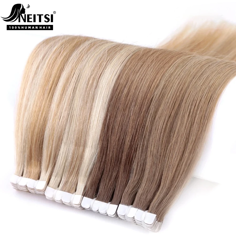 Neitsi Ombre Color Mini Tape In Human Hair Adhesive Extensions Straight Skin - £16.59 GBP+