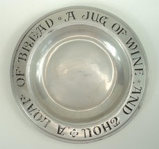 VTG RWP Wilton Pewter Plate - 9.25&quot; A Loaf of Bread A Jug of Wine and Thou - $13.54