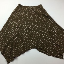 Angie Women&#39;s Brown Skirt Pink Polka Dots Elastic Waist Church Size L Lg... - $24.99