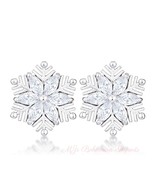 .6Ct Rhodium Plated Clear Marquise Snowflake Earrings - £15.05 GBP