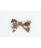 Vintage 50s Rockabilly Silk Paisley Flower Bow Tie Clip On Wedding USA R... - $24.70