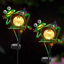Mothers Day Gifts for Mom Women, Frog Garden Solar Lights Outdoor Decorative, 2 - £33.29 GBP