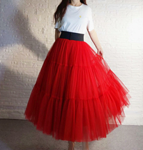 BLACK Tiered Tulle Maxi Skirt Outfit Women Plus Size Long Party Prom Tutu Skirt image 12