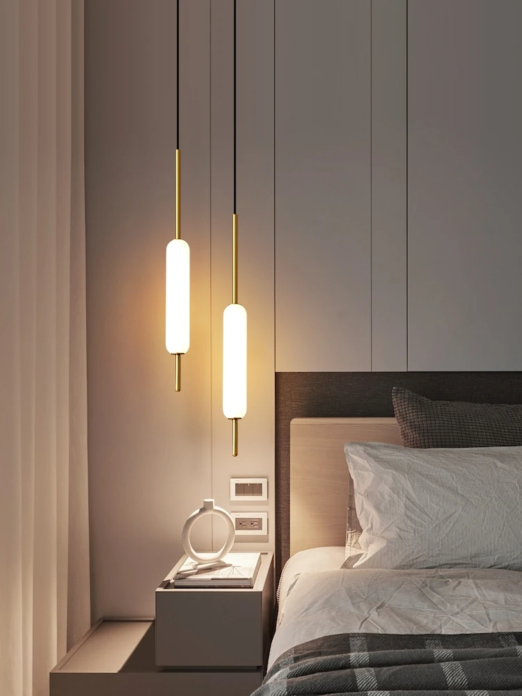 Single double head Nordic bedroom bedside pendant lights modern minimali... - $68.00+