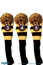 Majek #3, 4, &amp; #5 Hybrid Combo Pack Rescue Utility Black &amp; Yellow Golf Headcover - £31.61 GBP