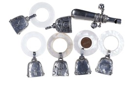 Vintage Sterling baby rattle collection - £215.09 GBP