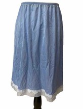 Vintage Vanity Fair Half Slip Blue Sz Medium Nylon Comfort Lacey Trim Straight - £9.67 GBP