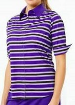 Nwt Ladies Belyn Key Purple Breckinridge Stripe Elbow Golf Shirt - M L Xl &amp; Xxl - $34.99