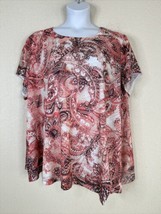 Terra &amp; Sky Womens Plus Size 4X Coral Paisley Floral Knit Top Short Sleeve - £11.74 GBP