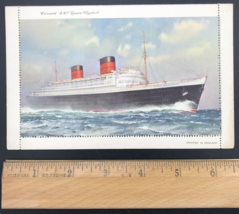 VTG Cunard Line RMS Queen Elizabeth Steamship Bi-Fold Letter Postcard England - £11.21 GBP