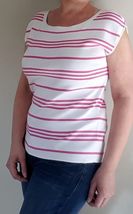 TALBOTS Sleeveless Pink White Striped Sleeveless Knitted Top - Size M - Exc! - £9.01 GBP