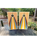 Waterproof Cornhole WRAPS / Bohemian Wood Grain / Retro / Boho / Laminated - $115.75 CAD