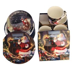 VTG Burton + Burton Holiday 4 Mug &amp; Plate Set “Twas The Night Before Christmas” - £56.47 GBP