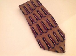 Allyn Saint George Necktie Tie Brown Blue Red Abstract Silk 58&quot; - £10.17 GBP