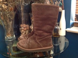 Ugg Australia Chocolate Brown Girls Sunshine Suede Shearling Boots Size 3 #5983 - £30.06 GBP