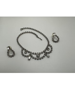 Antique Vintage Rhinestone Necklace Earring Set 15.5&quot; - £15.59 GBP