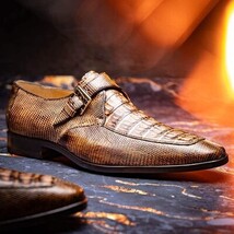 Men's Shoes genuine crocodile and lizard dress monk strap Toluca Rustic Orix image 9