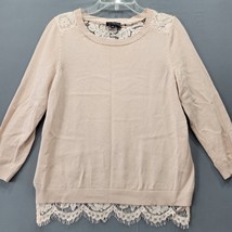 The Limited Women Sweater Size XS Pink Preppy Lace Twee 3/4 Sleeve Scoop Neck - £9.91 GBP