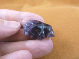 Y-BUF-515) little 1&quot; purple BUFFALO BISON gemstone carving FIGURINE buff... - £6.75 GBP