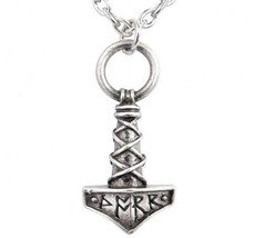 Thor&#39;s Hammer Mjolnir Pewter Protection Amulet Norse Pendant P696 Alchem... - $17.95