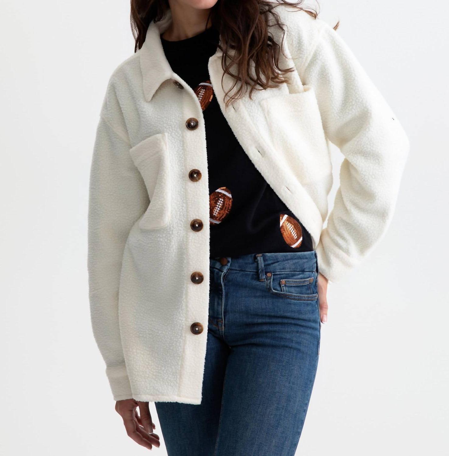Shiraleah Get Loud Sherpa Shacket Ivory - $51.00