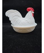 Vtg Westmoreland Milk Glass Large Chicken Rooster Hen on Nest 7&quot;x 8-1/2&quot;... - $1,101.31 MXN