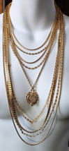 Vintage Monet Massive Gold-tone Multi Strand Statement Necklace 31&quot; - £95.74 GBP