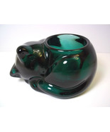 Indiana glass Cat votive holder Evergreen sleepy kitty - $9.95