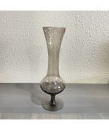 Vintage Empoli Glass Optic Swirl Bud Vase Smoky 8 Inch Italian Art Glass - £15.76 GBP